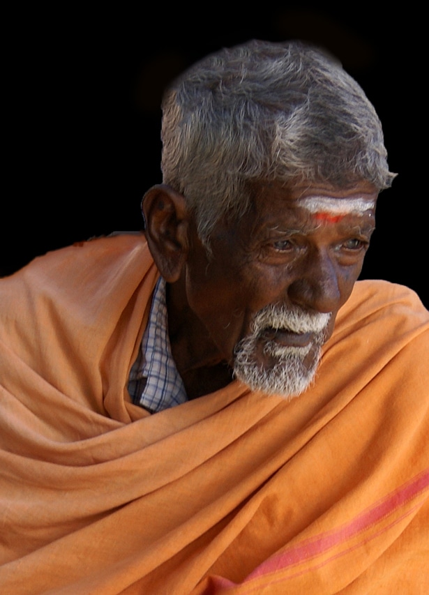 Un sadhu pensif entre Trichy et Pudukktotai