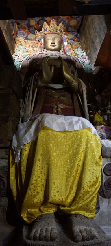 Petit monastère de Tagrimo Padum : Bouddha Maitreya - bouddha du futur - bouddha de compassion