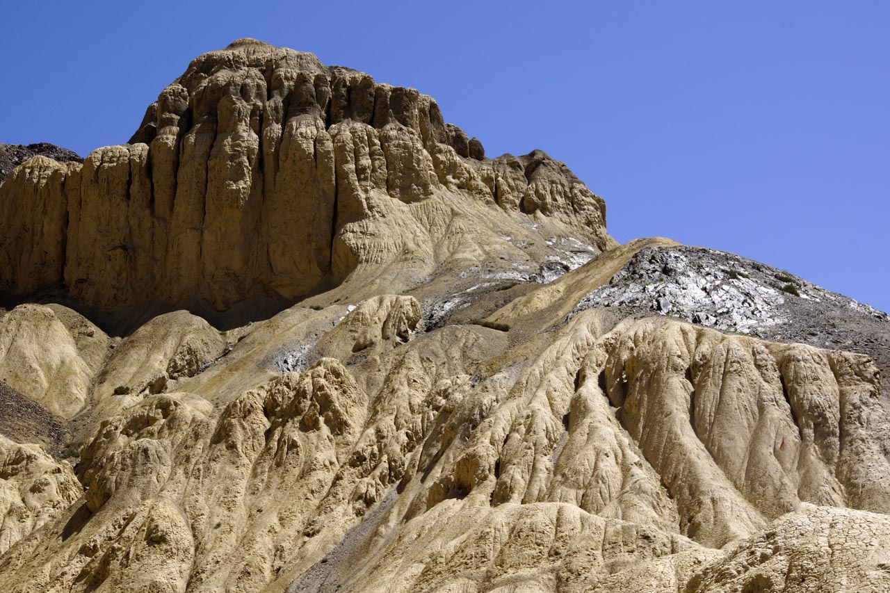 Gros plan sur les coulées d'argile à Lamayuru Ladakh