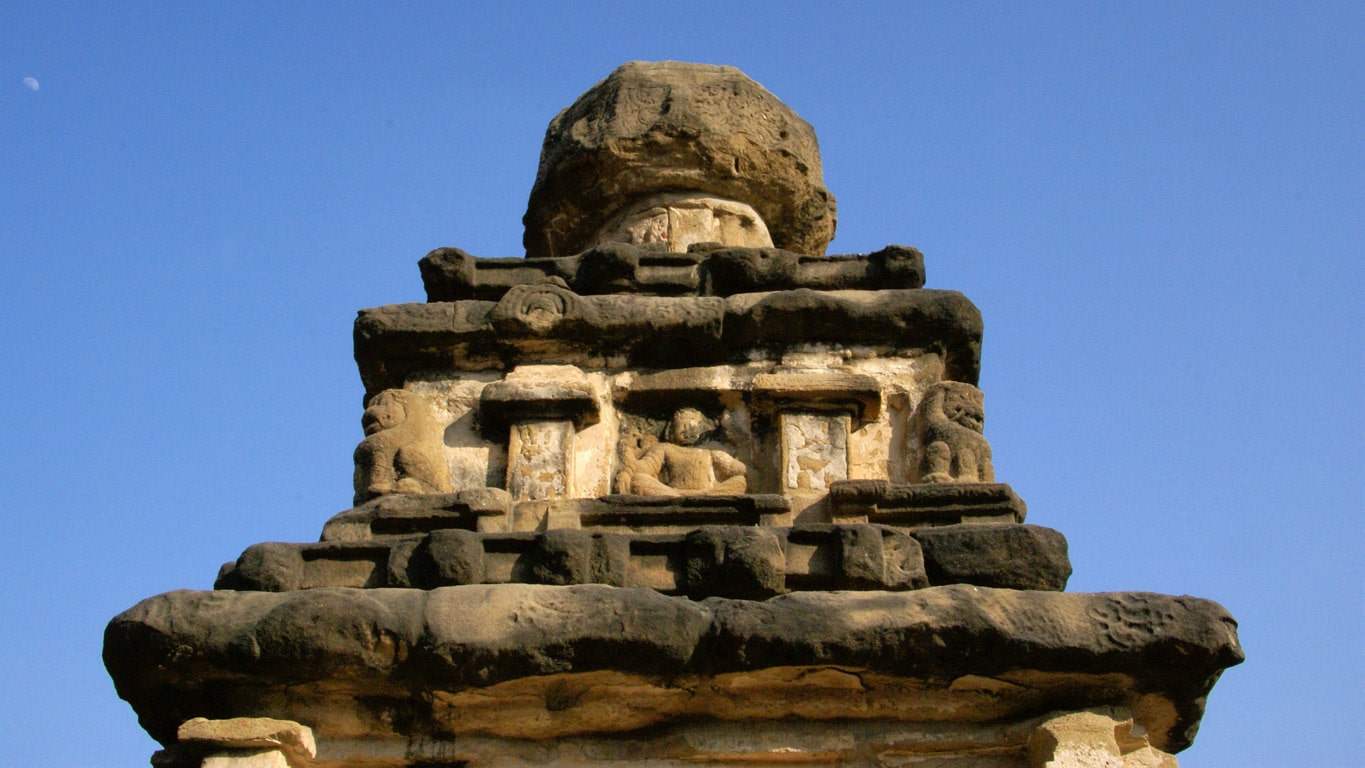le "toit" d'un templionau Kailashanatha temple Kanchipuram
