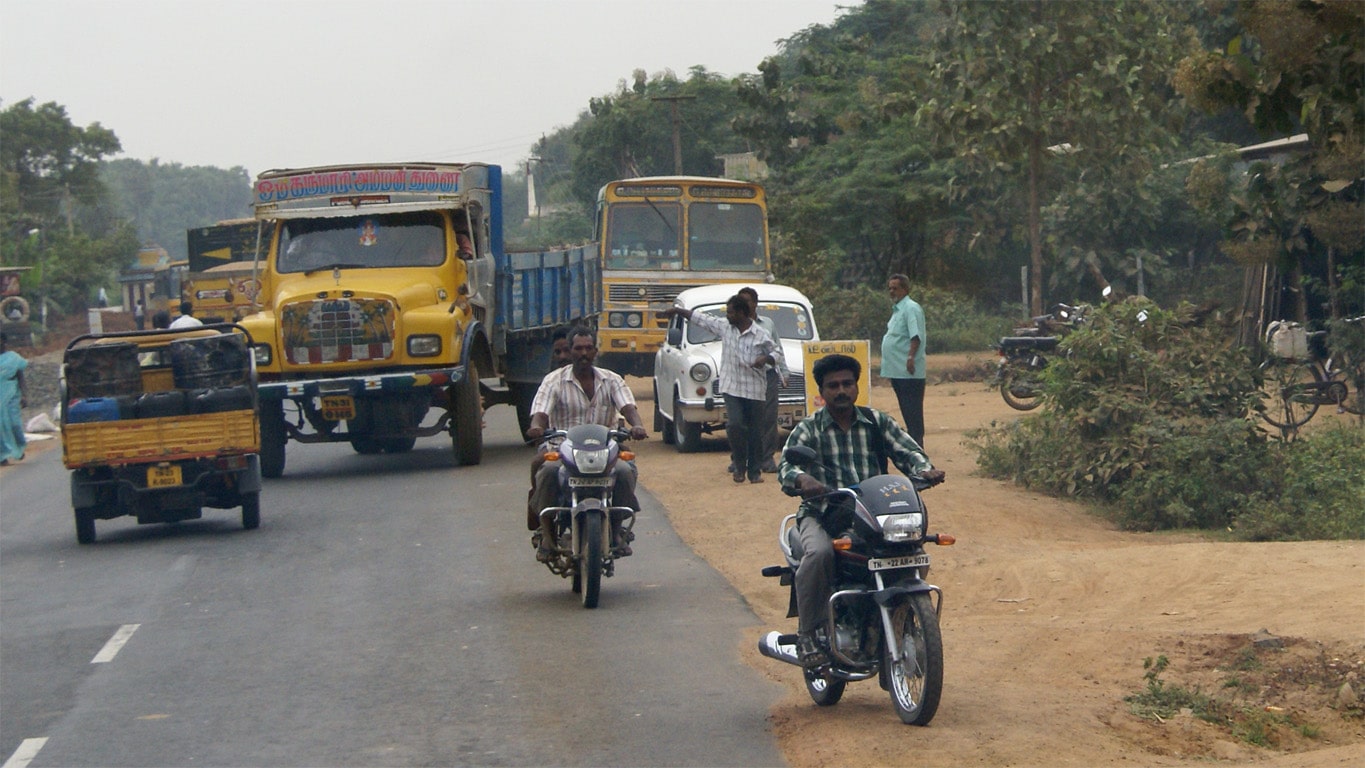 Circulation chaotique, entre Kanchipuram et Mahabalipuram